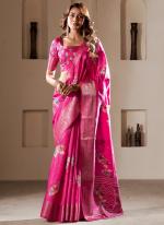 Dola Silk Pink Traditional Wear Foil Print Saree